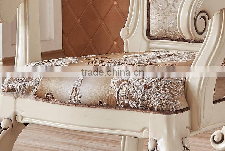 New classic solid wood dining room furniture ivory white antique finished dining table set