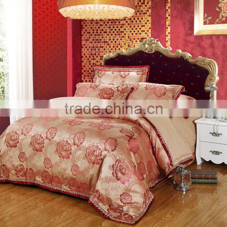 Romantic Honey Pink Lace Comforter Set, Wedding Set