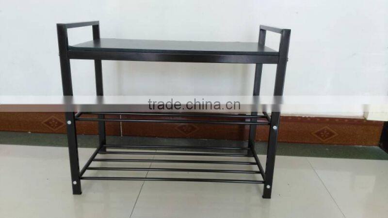 Three tiers metal shoes bench storage rack