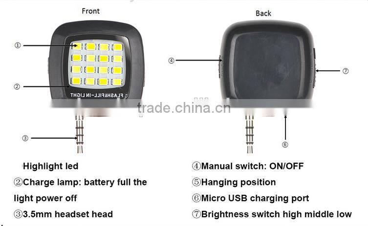 Newest High Quality Selfie Stick LED Flash Light Enhancing For Smart Phones Slefie Monopod Extended 16 LED Lights Enhancing