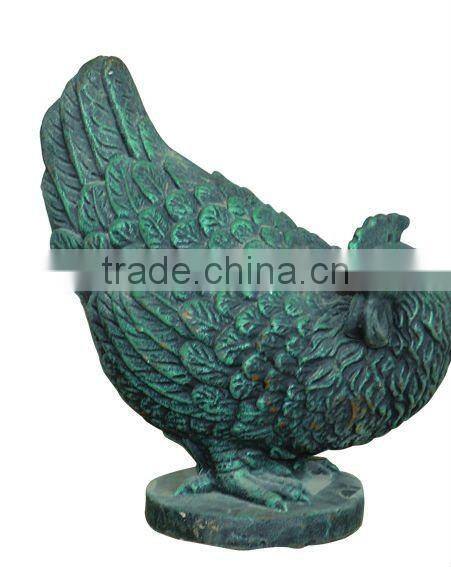 Garden cast iron hen statues