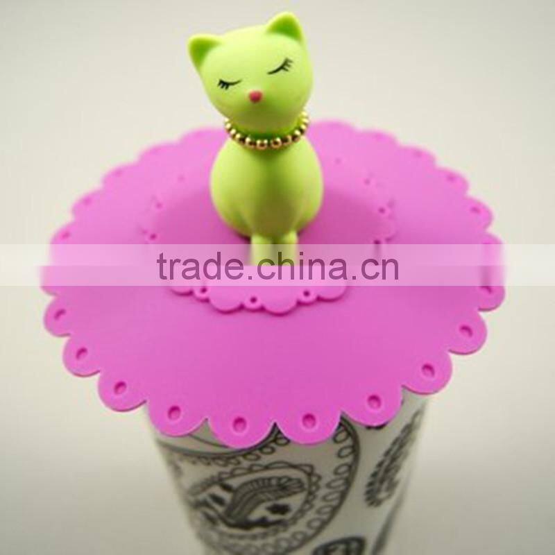 new design cartoon shaped silicone cup cover cup lid waterproof dust resistant cup cover