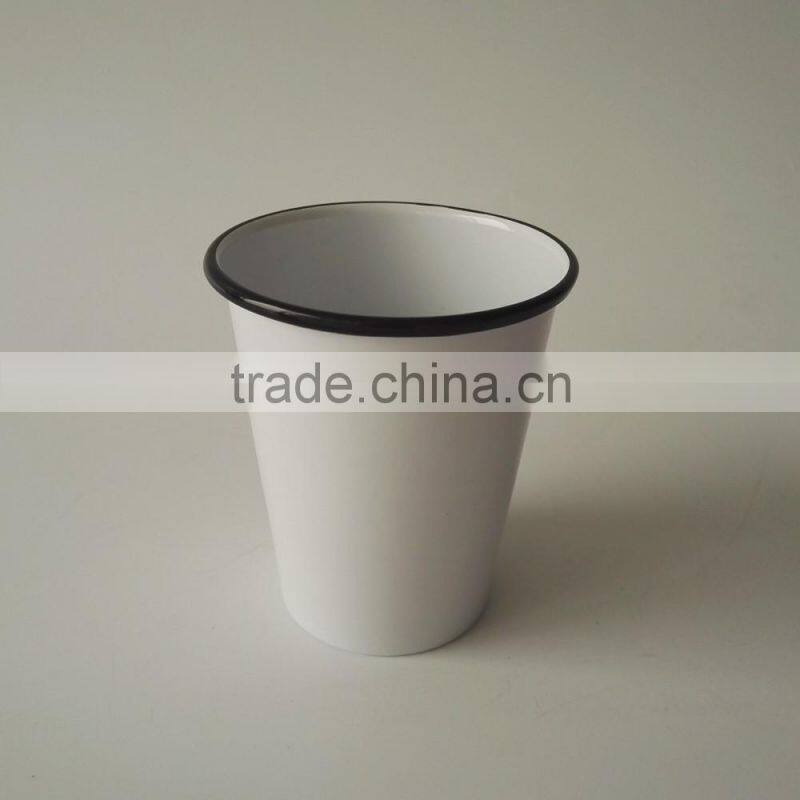 330ml Tea Coffee Milk Metal Enamel Coated Cup with Rim Steel Mug Glass