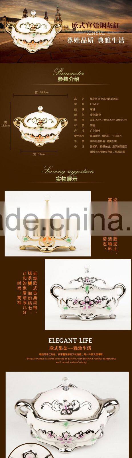 Hot Sale ceramic ashtray electroplating golden stocks