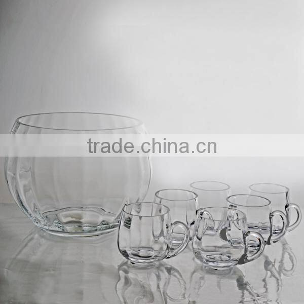 2015 fashion clear glass punch bowl/7pc set punch bowl set/punch bowl with cup