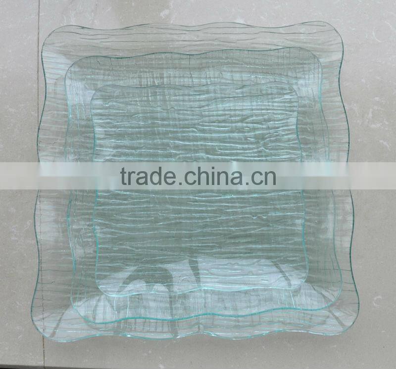 Oval glass plate with flower decal printing