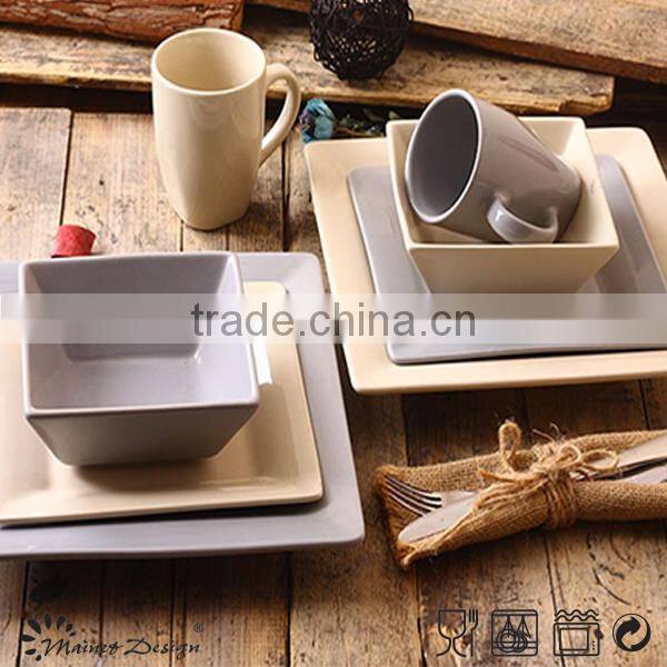 High quality square gray stoneware dinnerware set