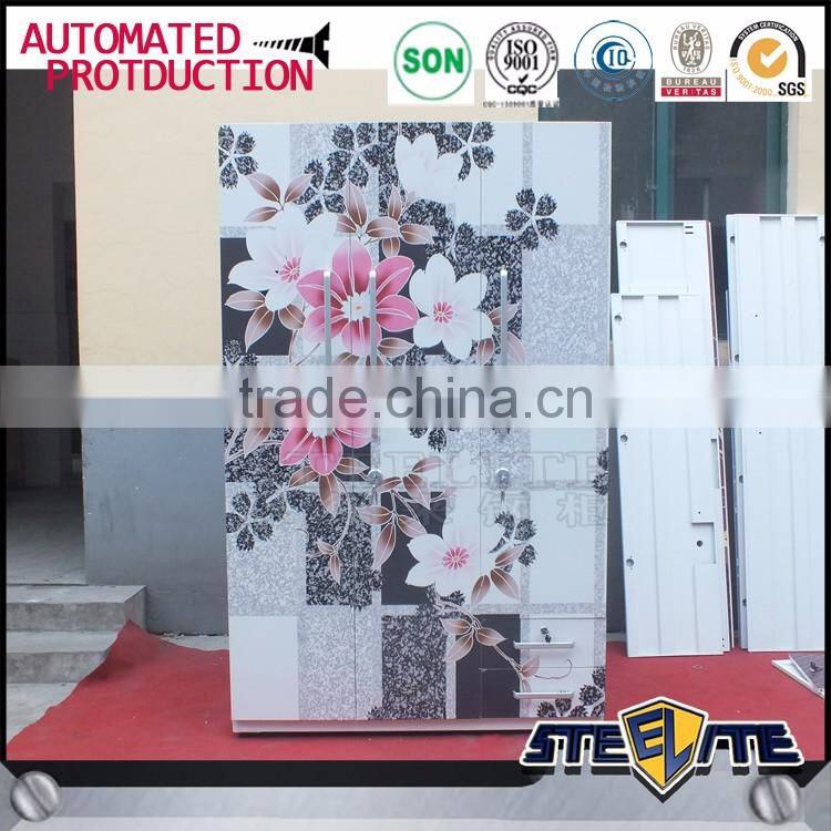 Flower painting godrej almirah metal clothes cabinet design