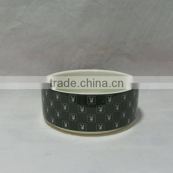 Black Rabbit Ceramic Dog Bowl
