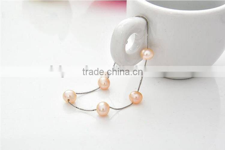 6-7 mm pink freshwater pearl necklace and bracelet sets