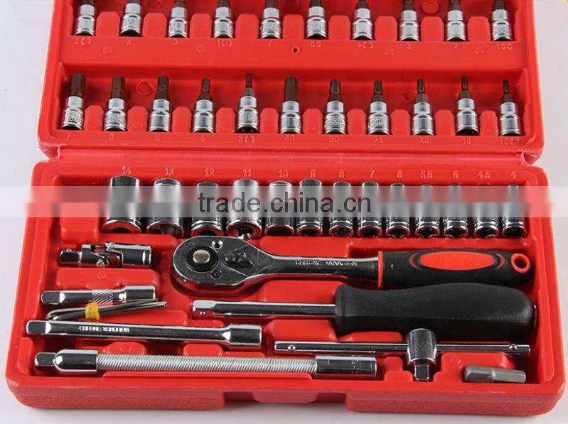 Red carbon steel multifunction repair socket wrench set