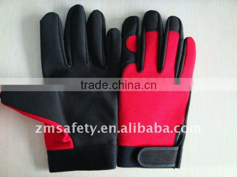 Blue Spandex Synthetic Leather Mechanics Gloves ZJM04