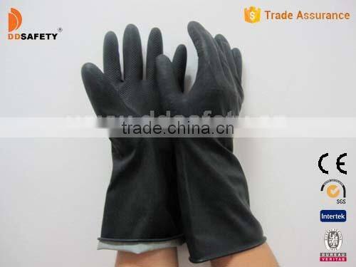 DDSAFETY Rubber Black Industry Gloves White Inside And Black Outside Gloves