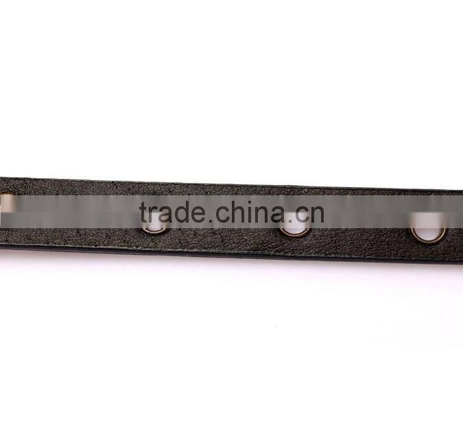 Wholesale rivets decorated pin buckle sex girl thin PU waist belt adjustable eyelets belts