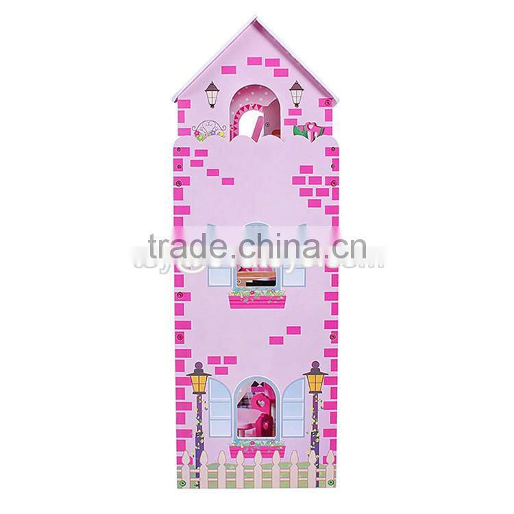 New design girls pretend toys wooden huge dollhouse W06A229