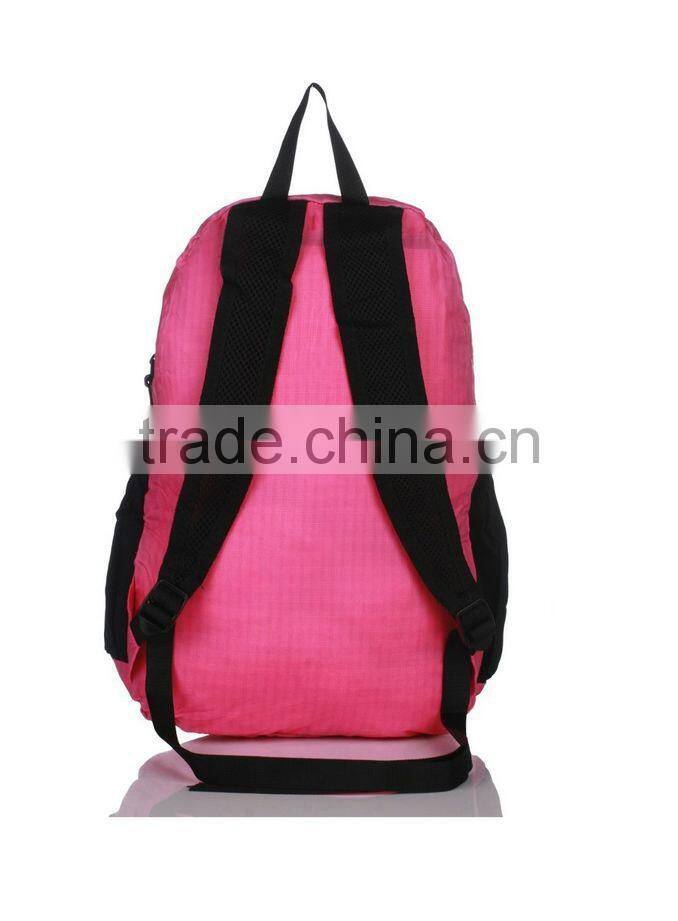 2014 promotional foldable soft backpack lightweight folding travel backpack, Pink(CF-209)