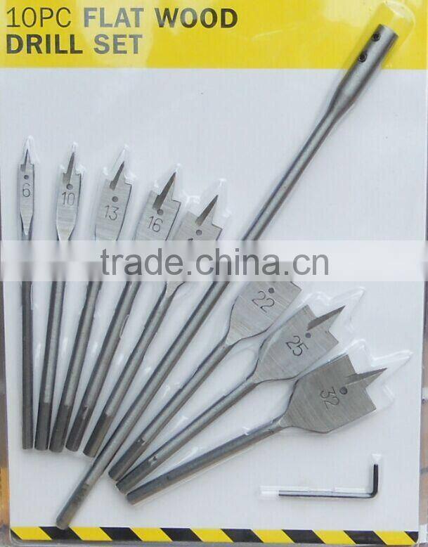 10PC Flat Wood Drill Set