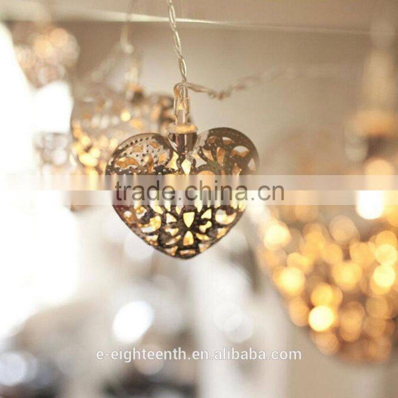 2016 hot seller cheap factory Warm White Solar Power 12 Heart LED String Lights for Outdoor Xmas Christmas Decoration