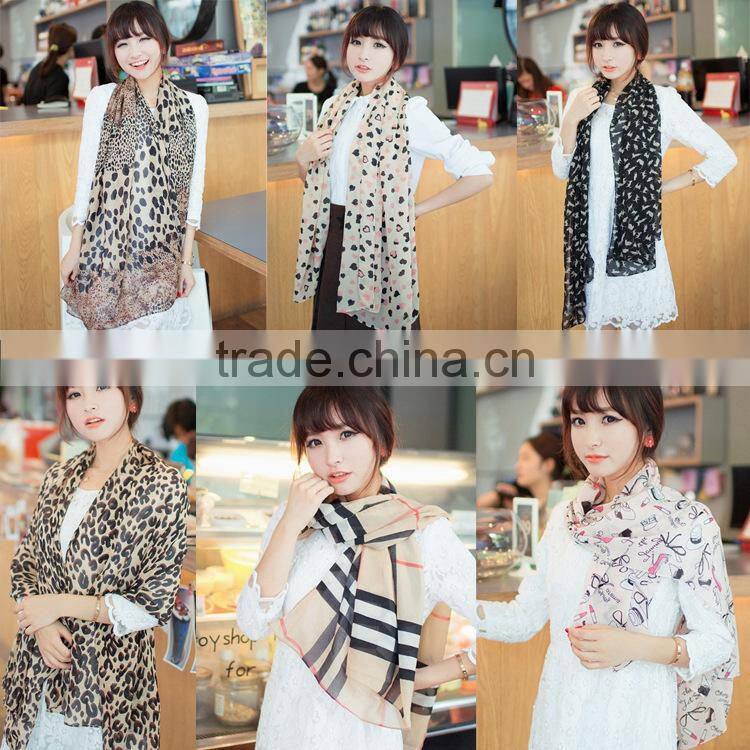 2015 New Faashion Brand Foulard Chiffon Shawl Silk Scarf Women Scarves
