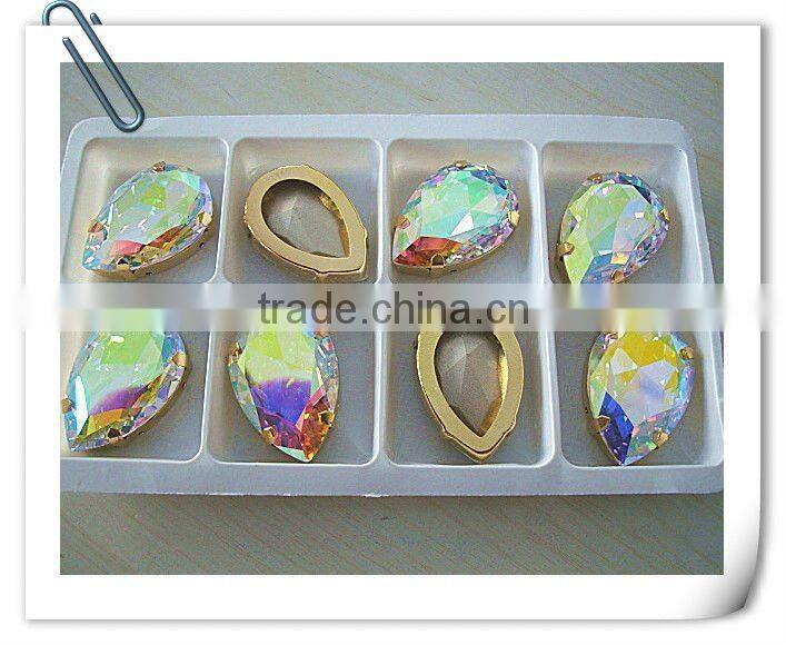 crystal round flat back button