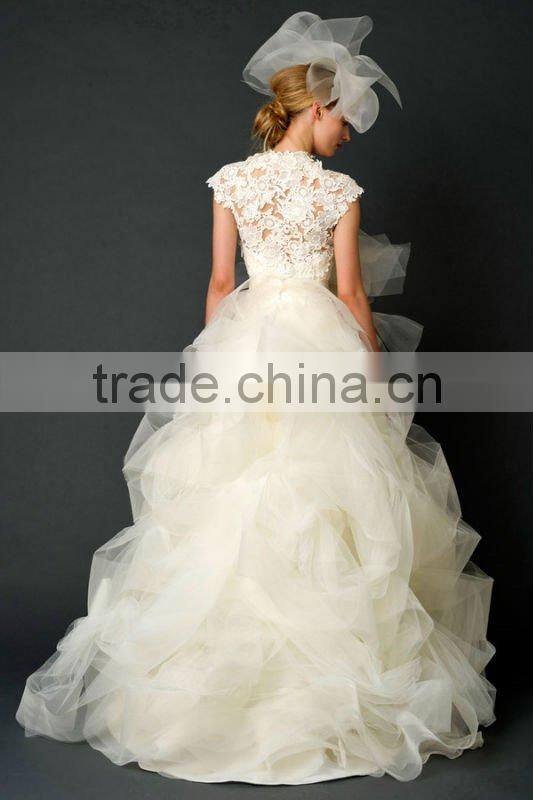 hot ivory cap sleeve wedding gown