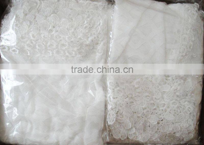 Fashion 100%cotton popular lady geometrical cotton white lace scarf