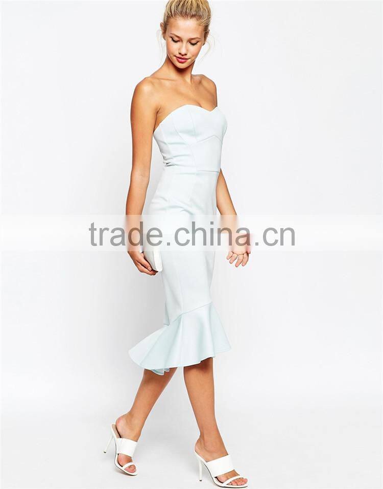 OEM womens evening party dress strapless formal party dress