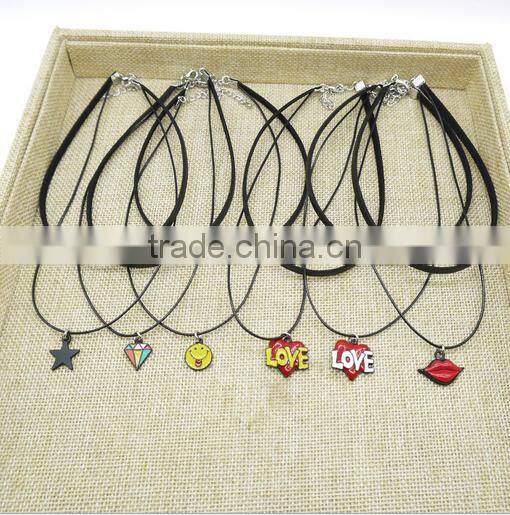 vintage metal flower charms choker necklace diy Ethnic style charms short necklace for women