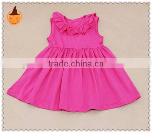 Wholesale Cotton Baby Clothes Kids Soild Color Dress And Ruffle Stripe Pants Children's Boutique Set
