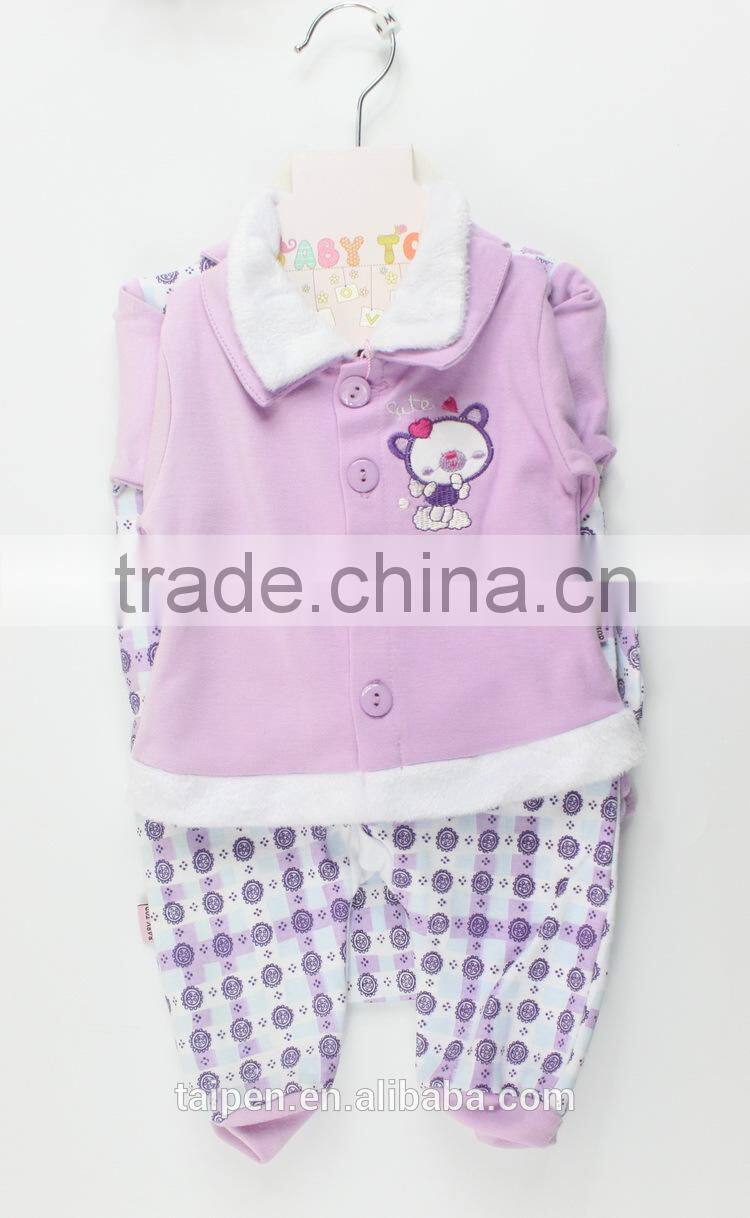 New Design Purple Knitted Winter Long Sleeve Top+Romper + Bid + Hat 6Pcs Baby Girls Clothing Gift Set With Hanger Package