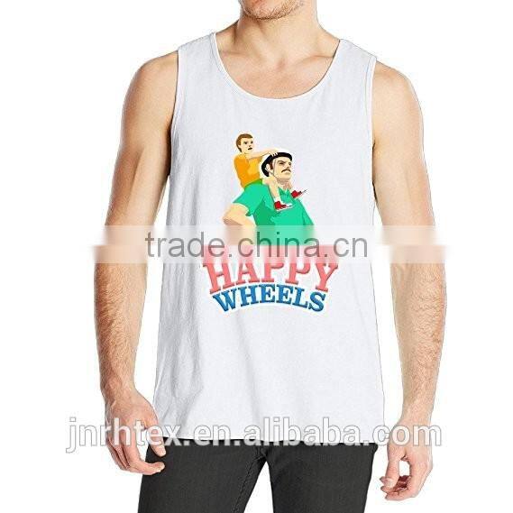 Custom mens printed cotton silk tank top