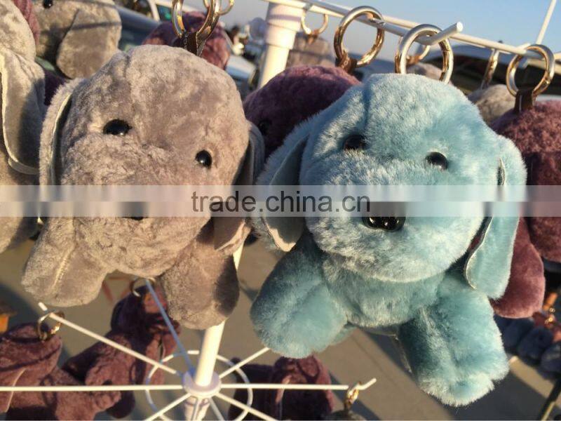 Rex rabbit Fur puppy Pom Pom Keychain 100% Rabbit fur Dog keychain accessories bag charm golf cart pendant Creative Keychain