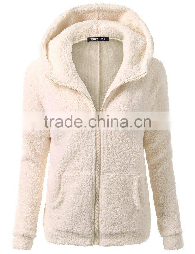 hot sale high quality super comfort custom zipper up women's hoodie coat