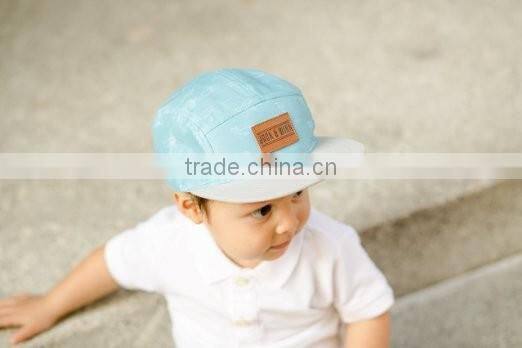 custom kids design baby blue Cartoon 5 panel cap for children
