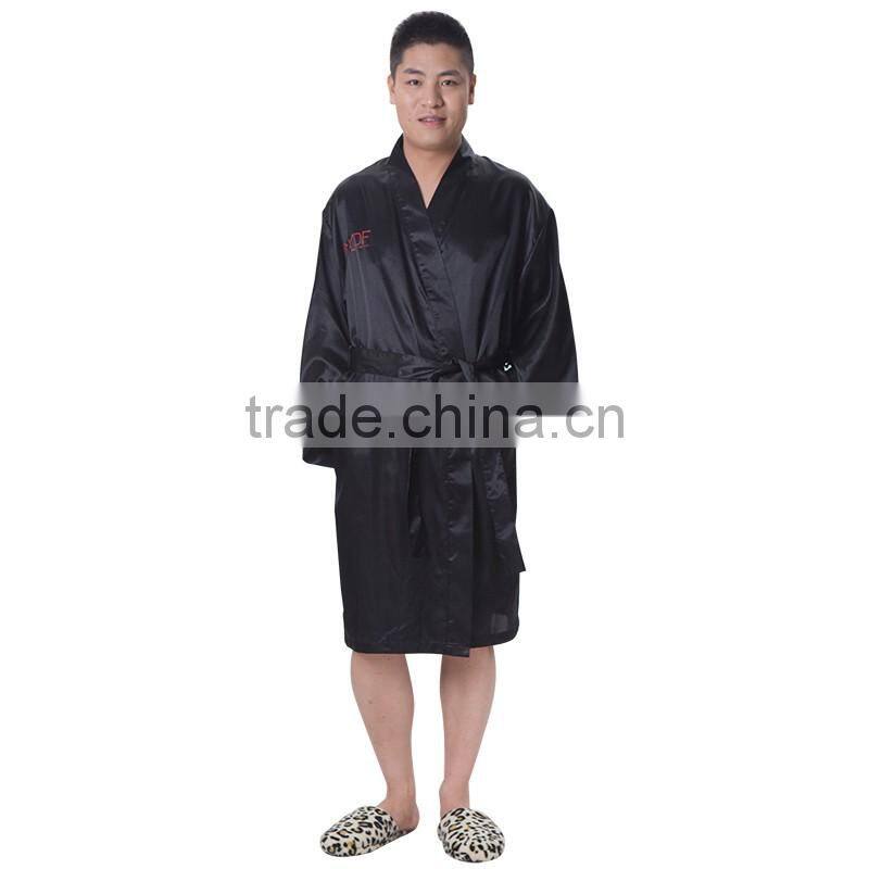 Wholesale Hot Sexy Fashion Black Satin men Bath Robe