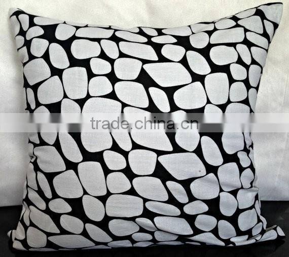 Black & white decorative pillow cover printed, cotton blend pillow, printed pillow, modern home decor, floor cushions
