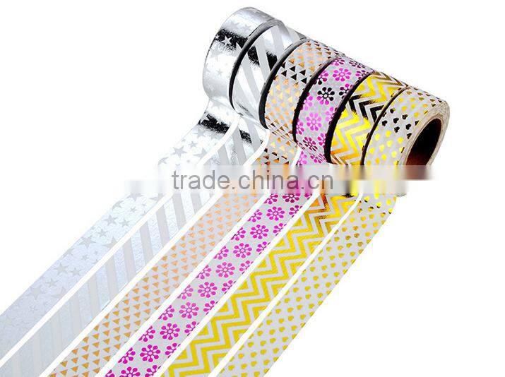 6 pure colors washi tape one set adhesive paper gold stamping carton packing