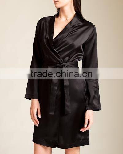 Wholesale new design plus pajamas satin dress blank plain short custom design satin Nighty robes women