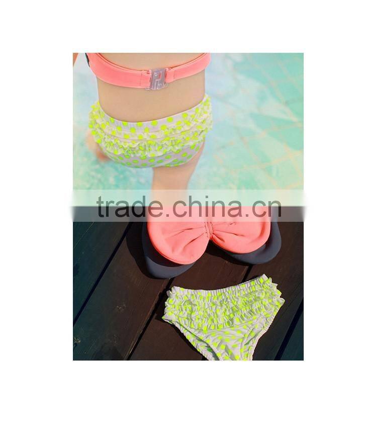 Korean children three-piece swimsuit girls swimsuit with swimming cap bow split bikini swimsuit