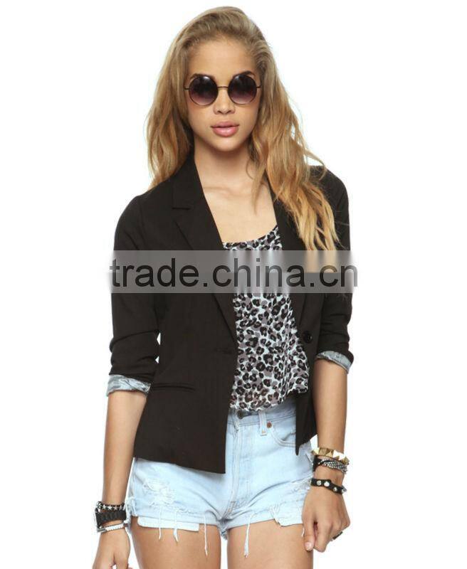 Office Lady Ruched Sleeve Blazer