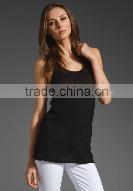 Narrow Racer Back Tank Tops in Black