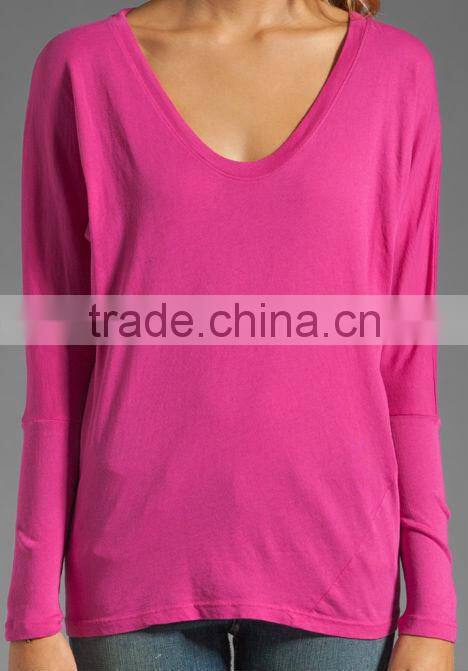 long sleeve dolman twist cotton t-shirt for girls