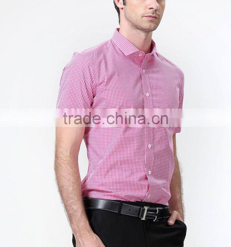 2017 new fashion short sleeve gingham/ check men's fancy casual shirt