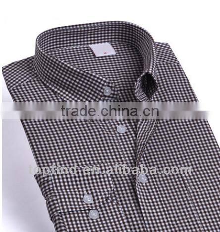 Fashionable classic long sleeve blue plaid dress shirts for man