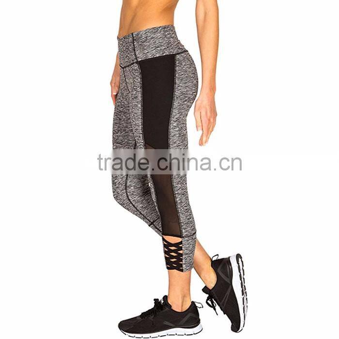 Yoga wear mesh strappy braided ankle women designer capri pants