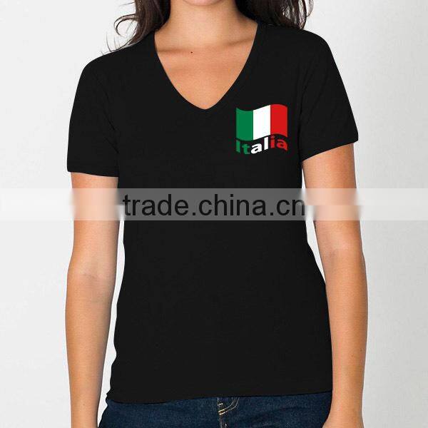flag embroider t-shirt v neck for women