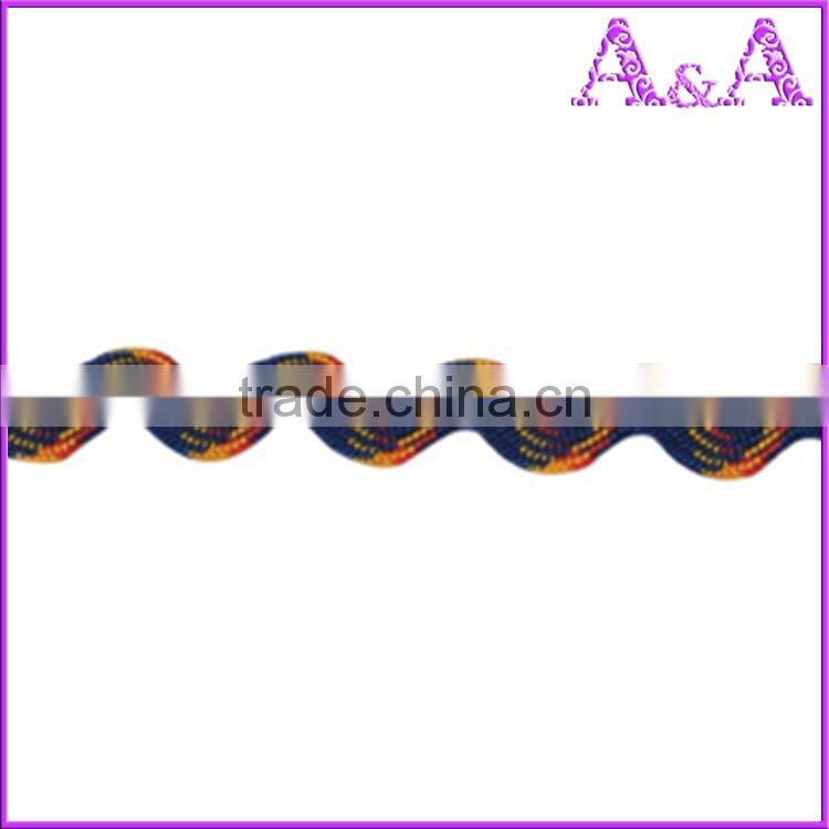 Low price 100% polyester yellow Ric Rac ribbon/Zig Zag ribbon