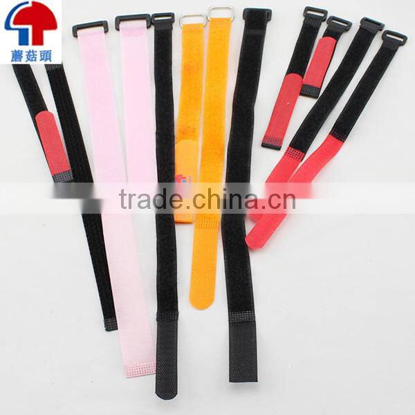Adjustable hook and loop belt straps wtih Plastic buckle