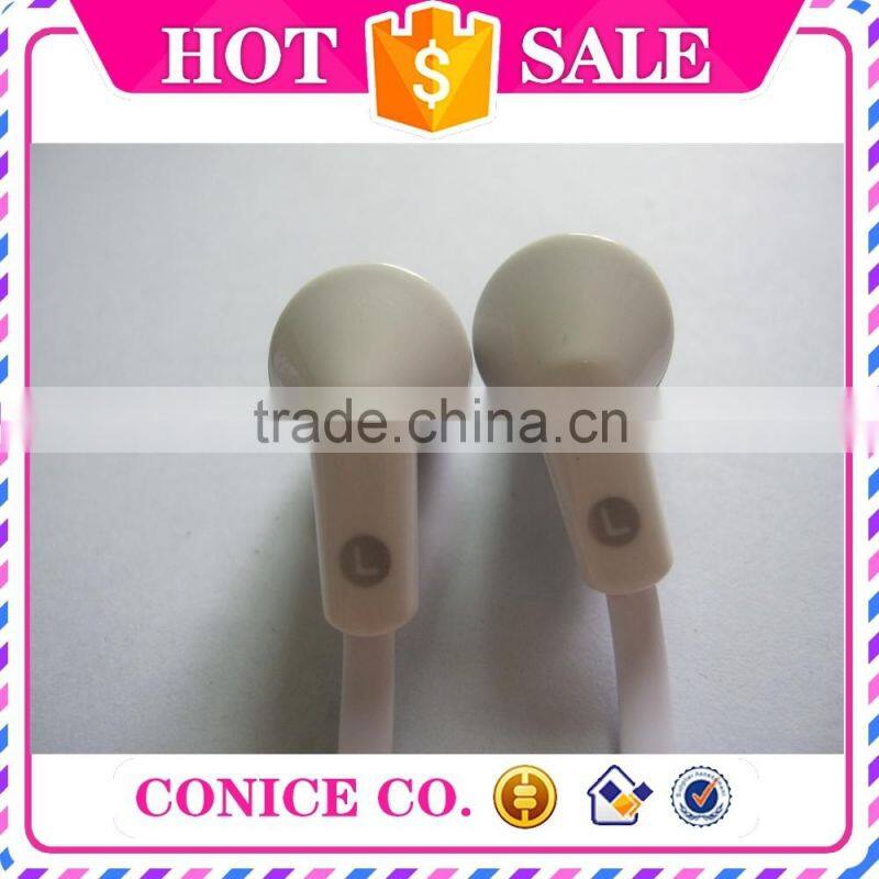 alibaba promotional cheap white flat cable silicone plug piston wired mic earphones