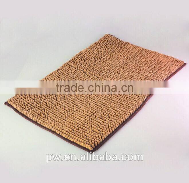 coffee color chenille floor mat Generic Washable Bathroom New Shaggy Rugs Non Slip Bath Mat Thick Shag Pile Size:60cm X 40